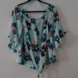 Lane Bryant Floral Tied Off The Shoulders Top #3648